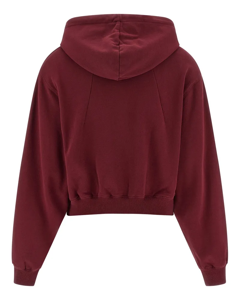 ROTATE Birger Christensen Terry Back Cropped Hoodie — Burgundy Burgundy
