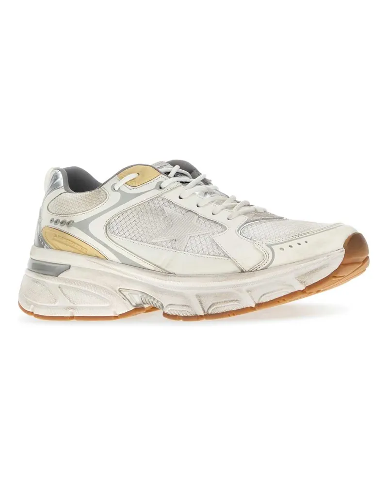 Golden Goose Men's White Mesh And Leather Lightstar Sneakers Whitegold White