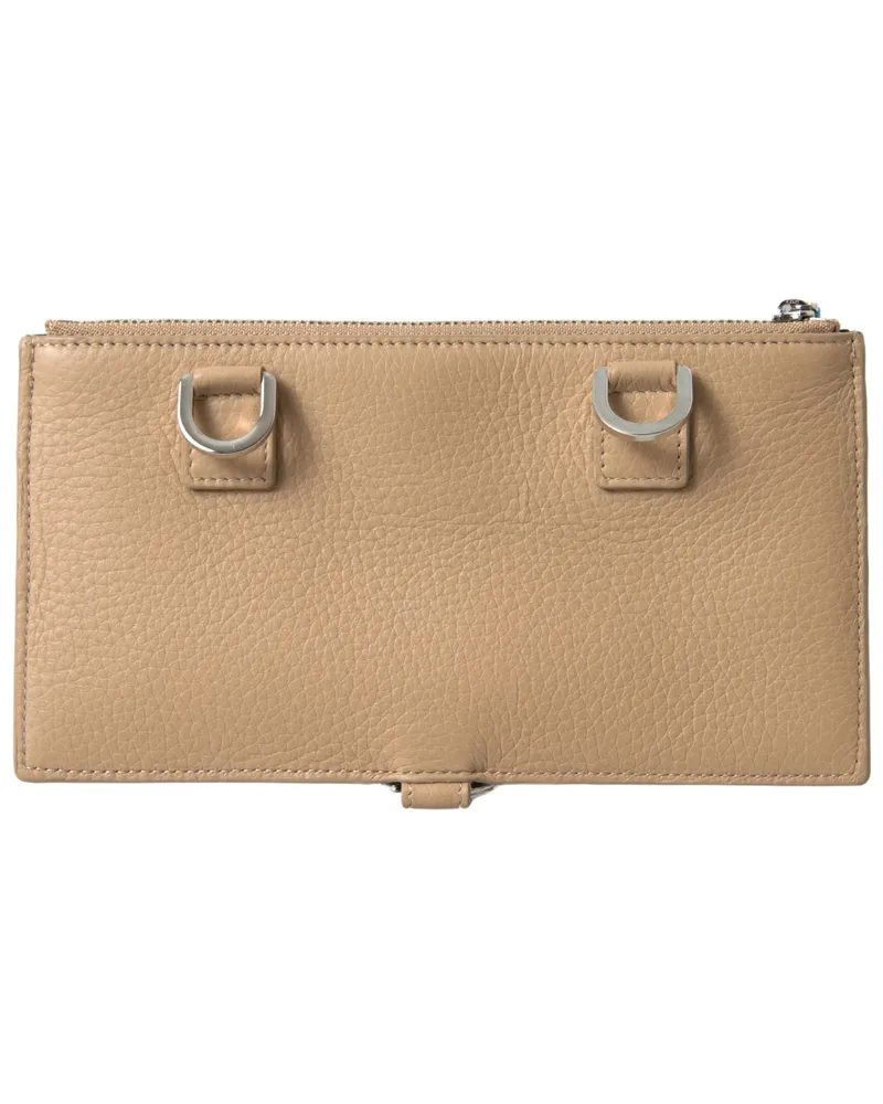 Dolce & Gabbana Women's Beige Leather Shoulder Cardholder Strap Wallet Beige