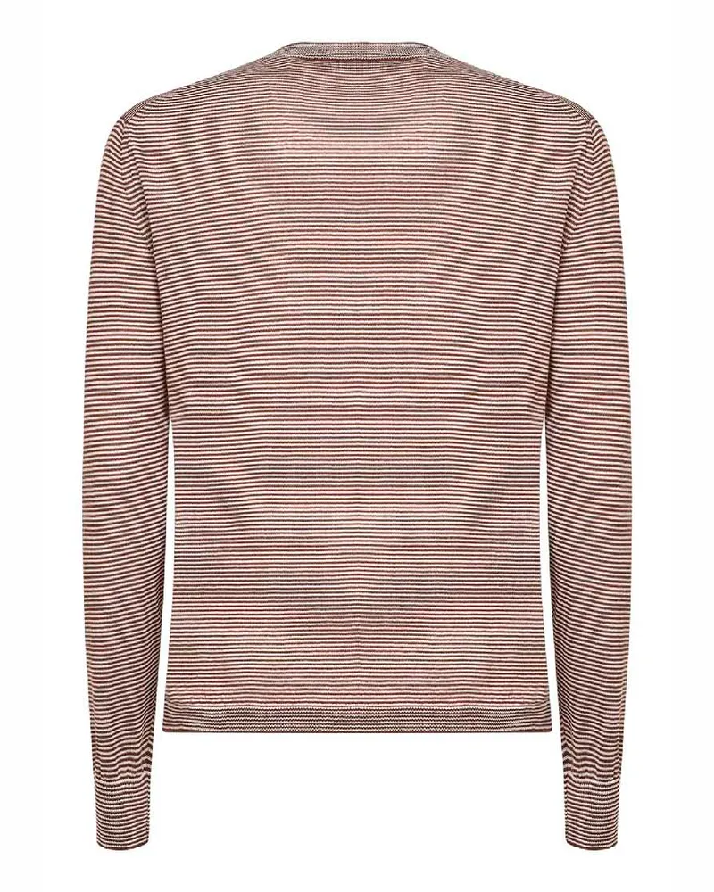 Blanca Women's Cardigan Brown Striped Knit Virgin Wool Cardigans Sweater Brown