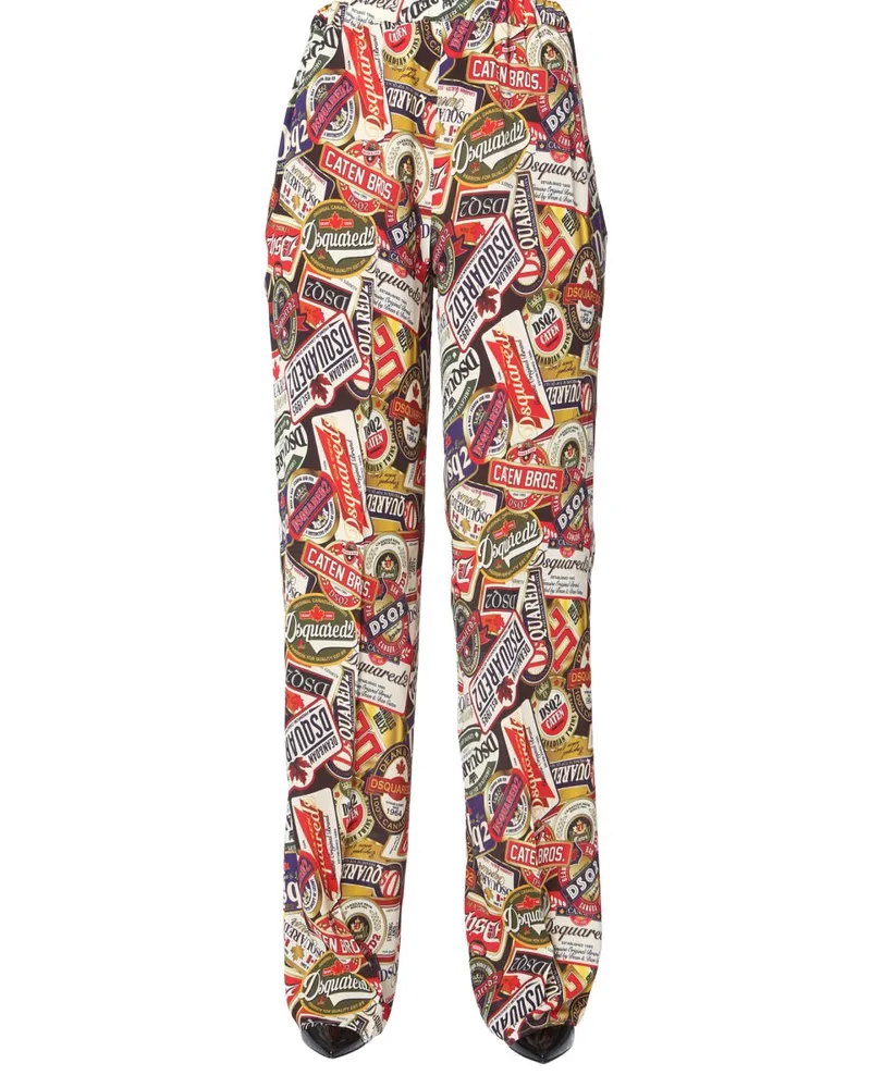 Dsquared2 Wide-Leg Viscose Trousers — Multicolor Multicolor
