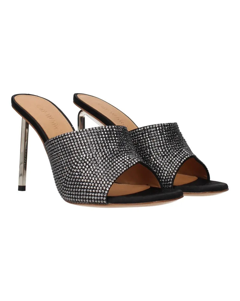 OFF-WHITE Women's Black Satin Stiletto Heel Sandals Black