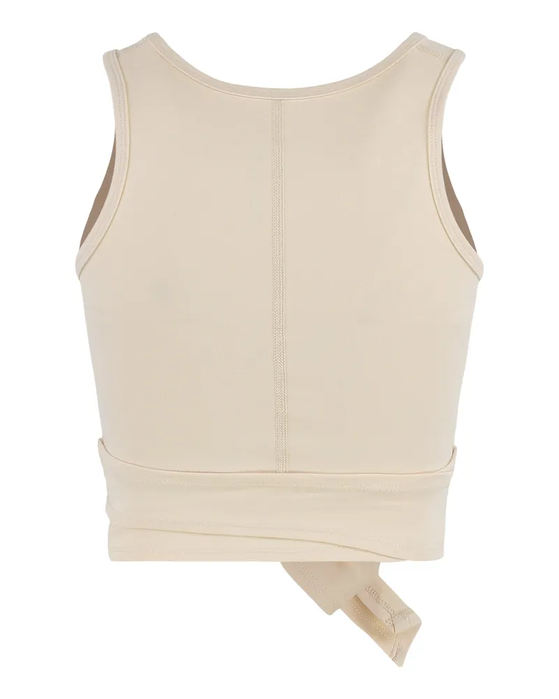 Live The Process Women's Cropped Sleeveless Top With Knot Detail Panna Polyamide Tops Beige