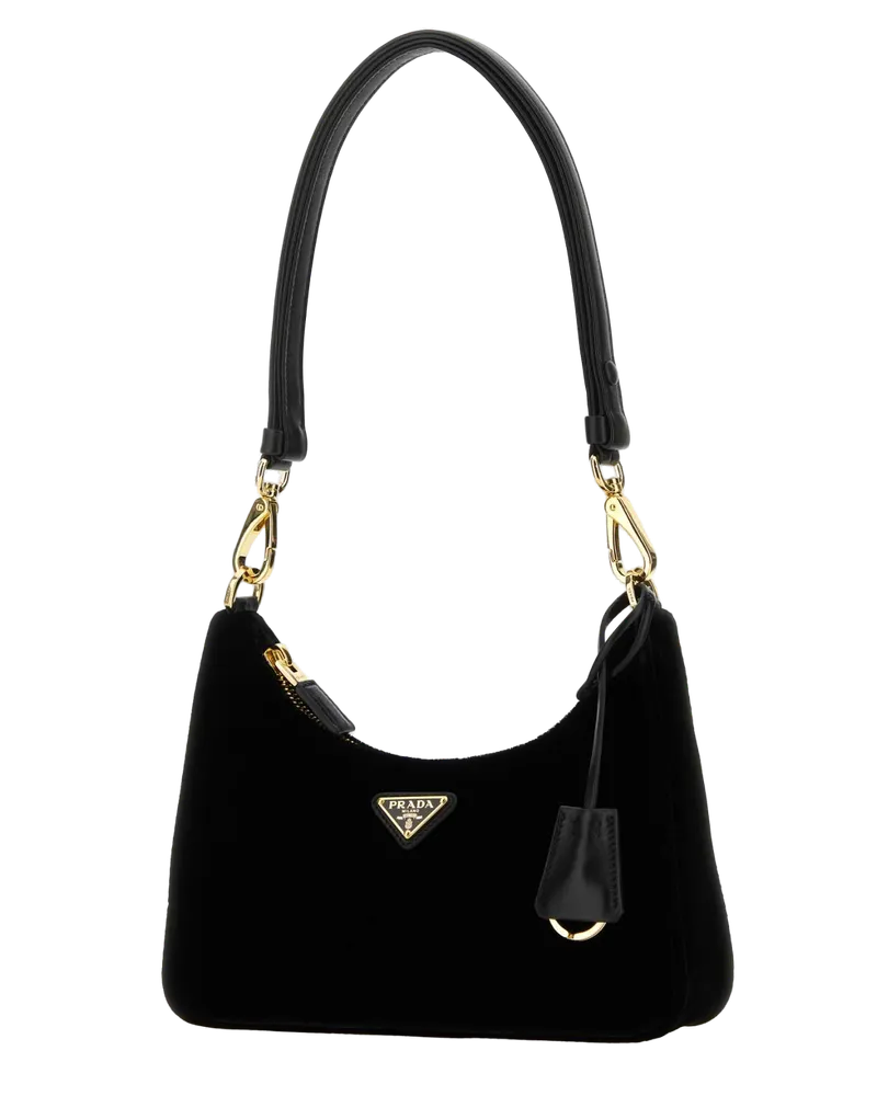 Prada Women's Black Velvet Mini  Re-Edition Shoulder Bag Nero Vi-Lambleather Borse A Mano Black