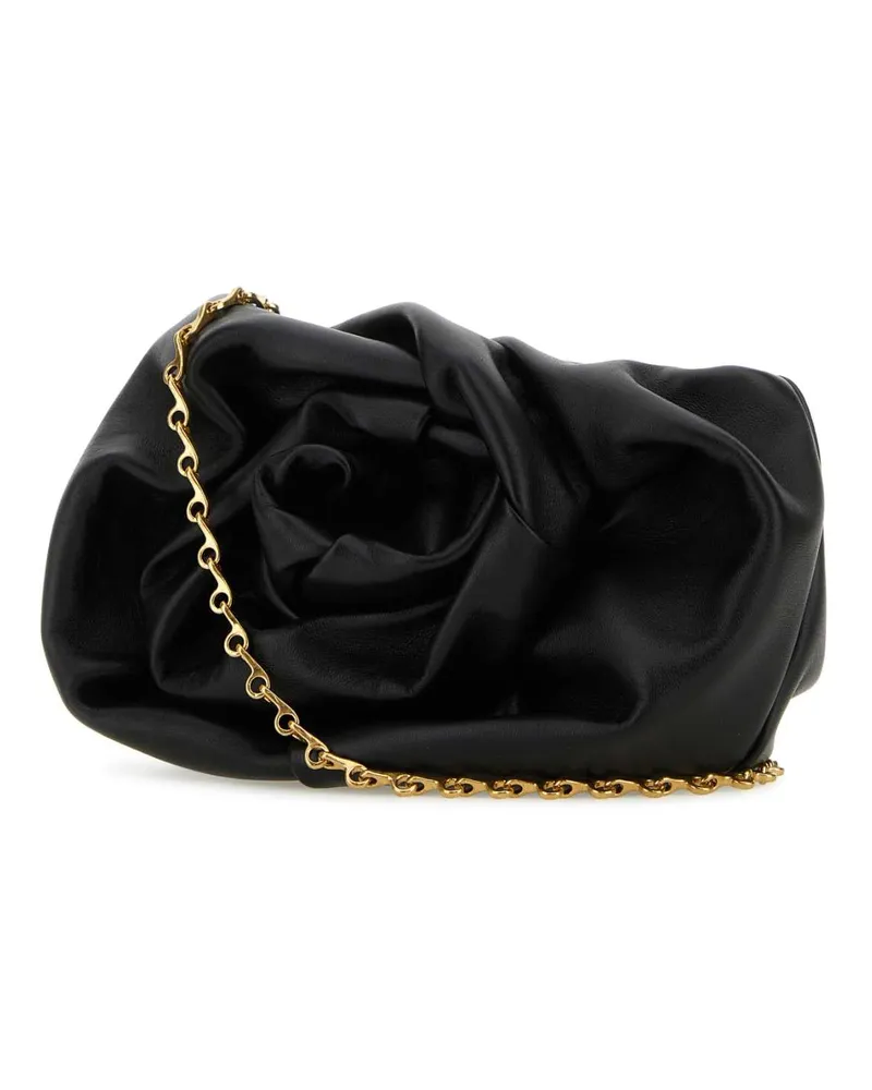 Burberry Women's Black Nappa Leather Rose Clutch Black