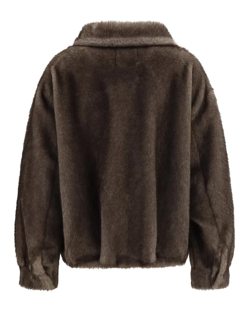 Sword 6.6.44 Faux Fur with Waist Belt Jacket — Brown Brown