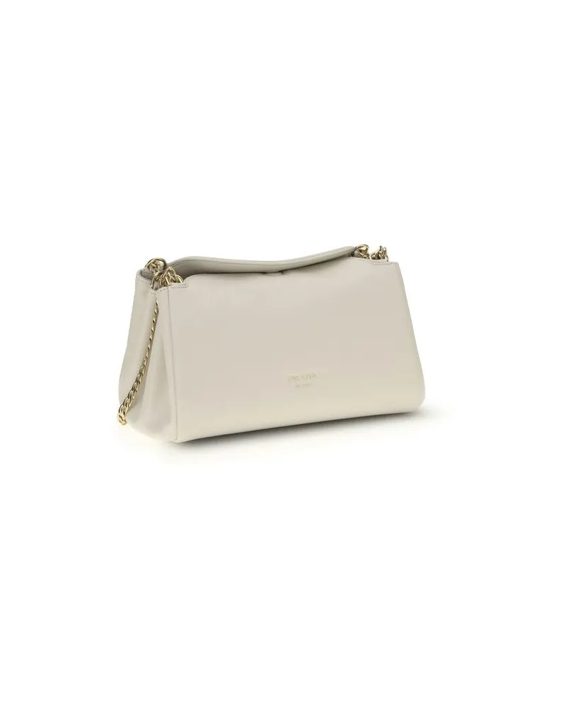 Prada Women's White Calf Leather Bos Taurus Shoulder Bag White