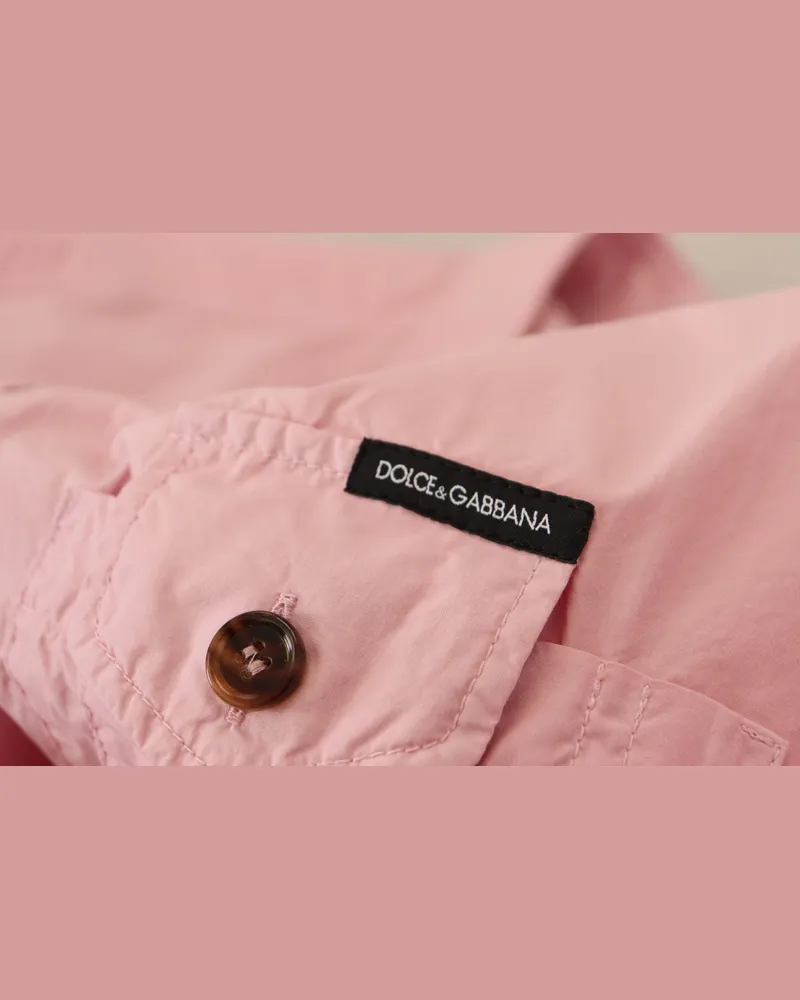 Dolce & Gabbana Men's Pink Casual Button Down Long Sleeves Shirt Cotton Pink