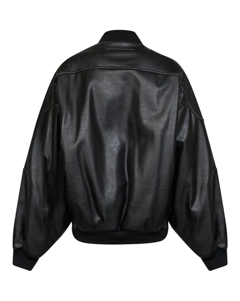 Maison Margiela Women's Bomber Jacket, Black Faux Leather Polyester Jackets Black