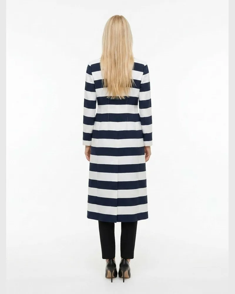 Dolce & Gabbana Striped Silk Coat — Navy Navy