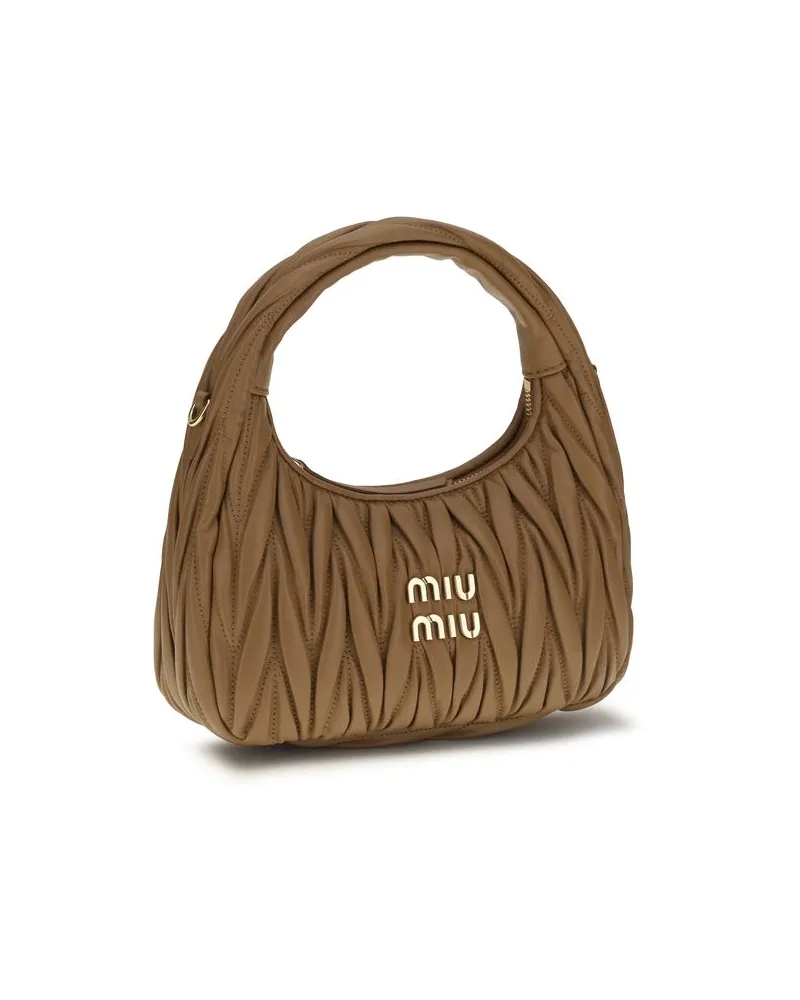 Miu Miu Women's Beige Calf Leather Bos Taurus Handbag Bag Beige