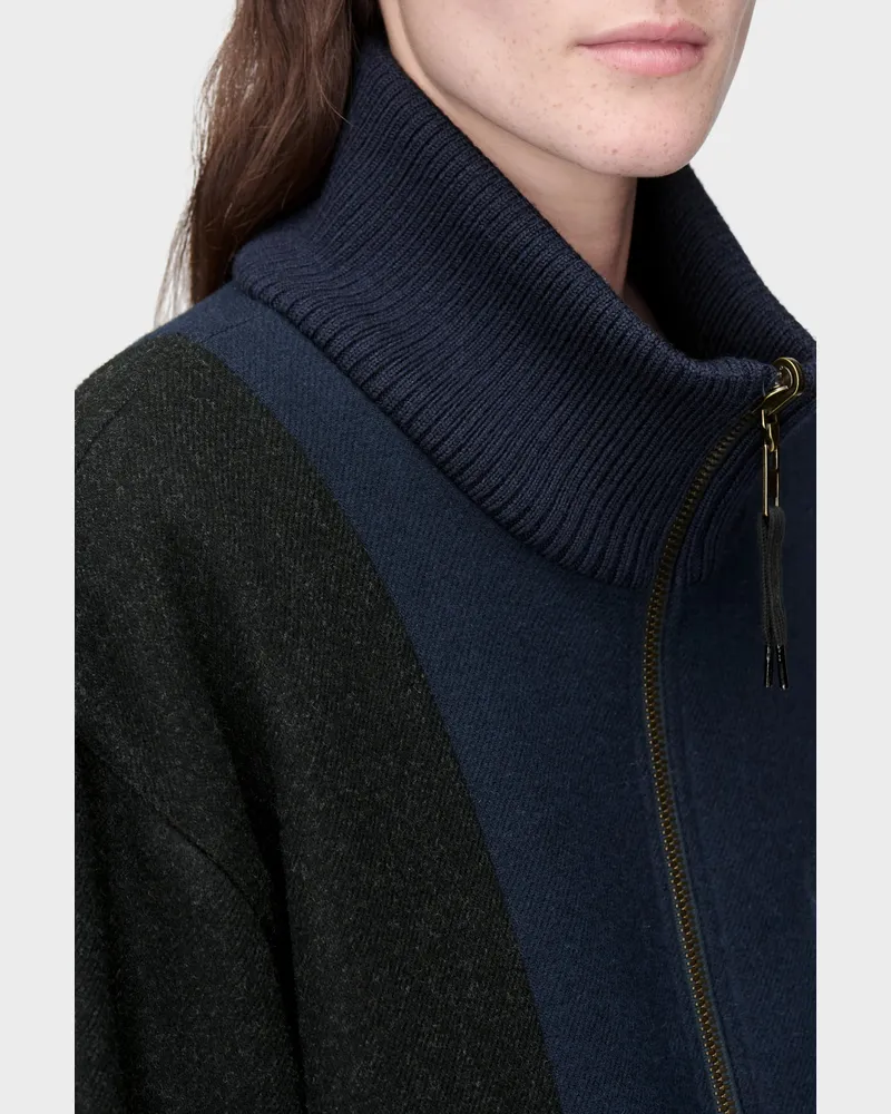 Maison Margiela Spliced Wool Bomber Jacket — Blue Blue