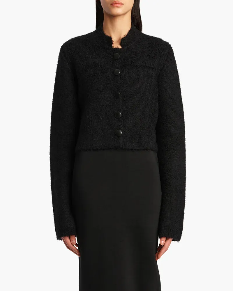 KHAITE Boucle Cropped Jacket — Black Black