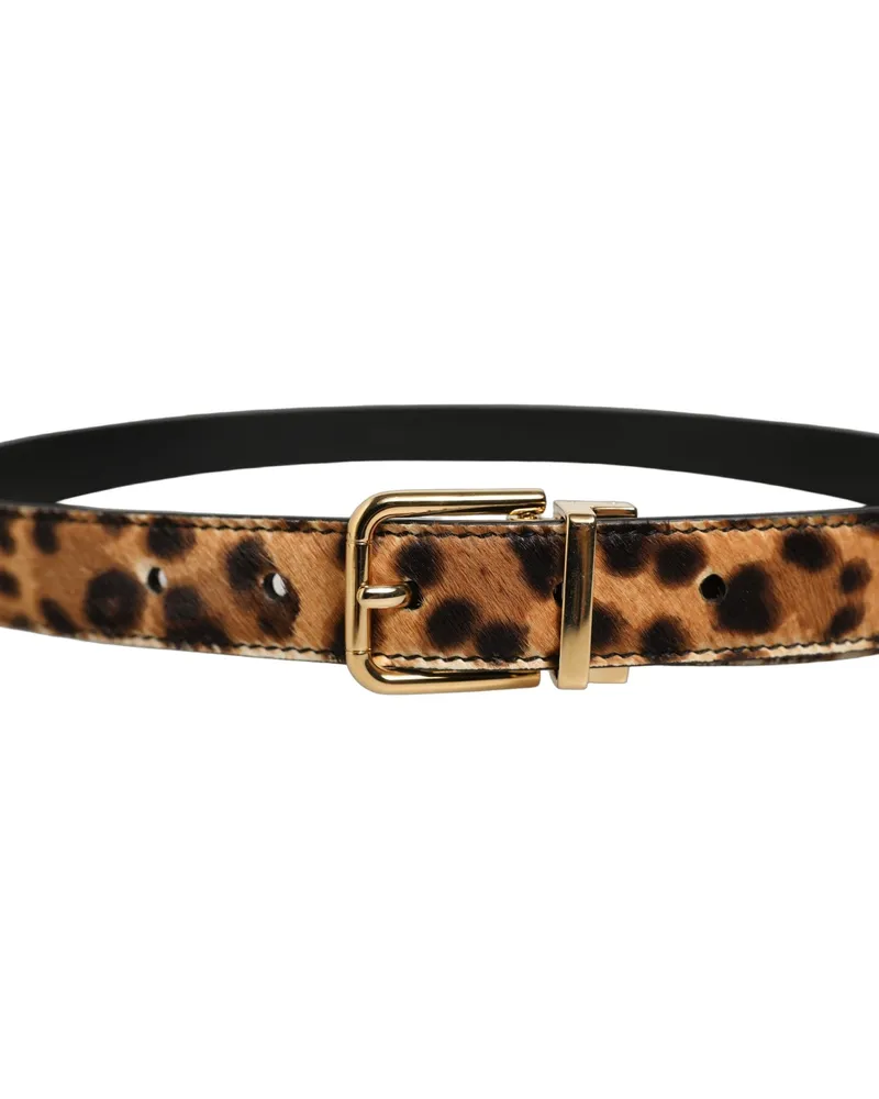 Dolce & Gabbana Leopard Calf Hair Belt — Brown Brown