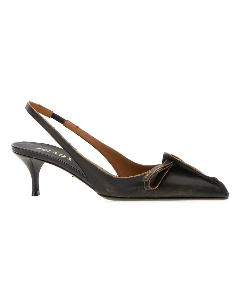 Prada Women's Black Leather Pumps Nero+cuoio Scarpe Con Tacco High Heel Shoes Black