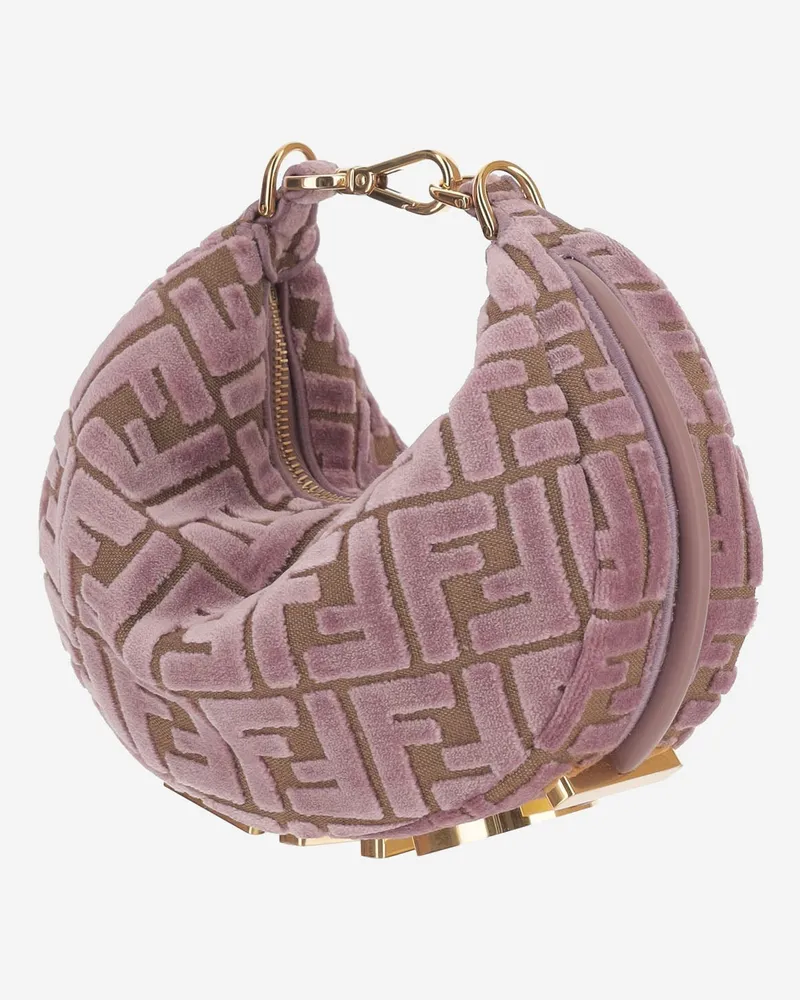Fendi Women's Shoulder Bag graphy Mini Velvet Pink Polyester Pink