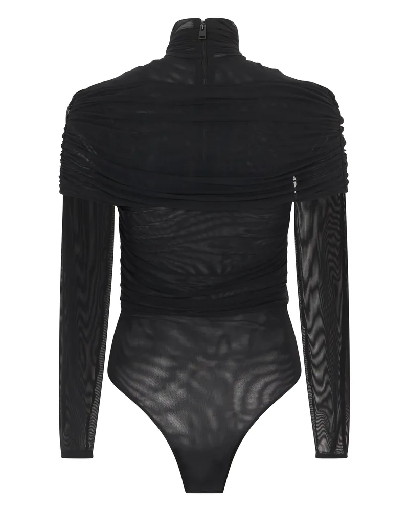 Thierry Mugler Women's Long-Sleeve Mesh Bodysuit Black Polyamide Tops Top Black