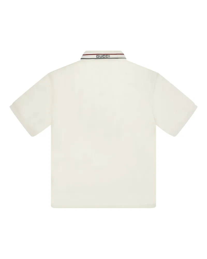 Gucci Logo-Embroidered Collar Polo — White White