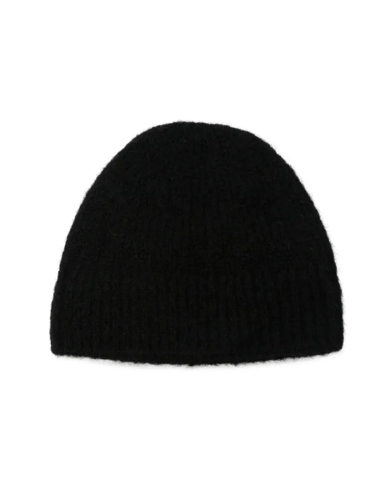 Dries van Noten 4709 Alpaca-Merino Blend Ribbed Knit Beanie — Black Black