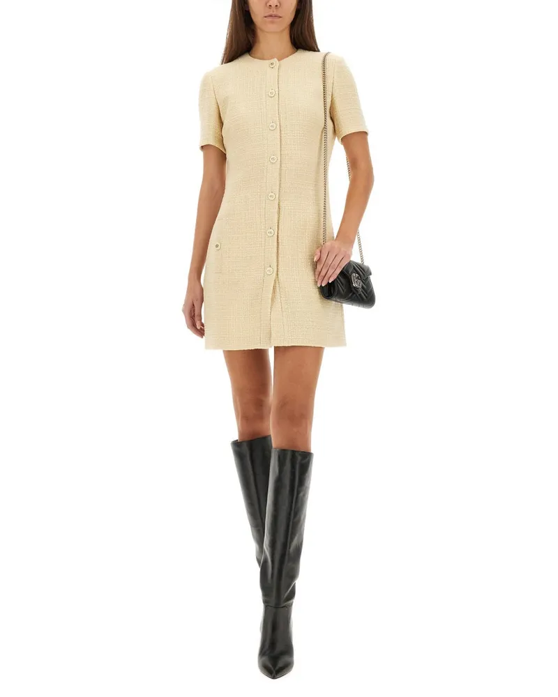 Gucci Wool Tweed Dress — Beige Beige