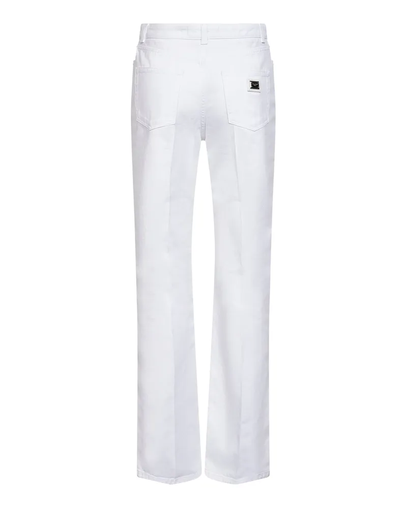 Dolce & Gabbana White Cotton Denim Flared Jeans — White White