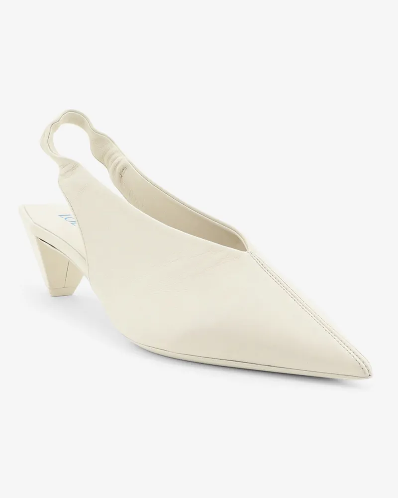 Loewe Women's Slingback Pumps Origami Cubic Leather White High Heel Shoes White