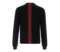 Web-Striped Cashmere Sweater — Black