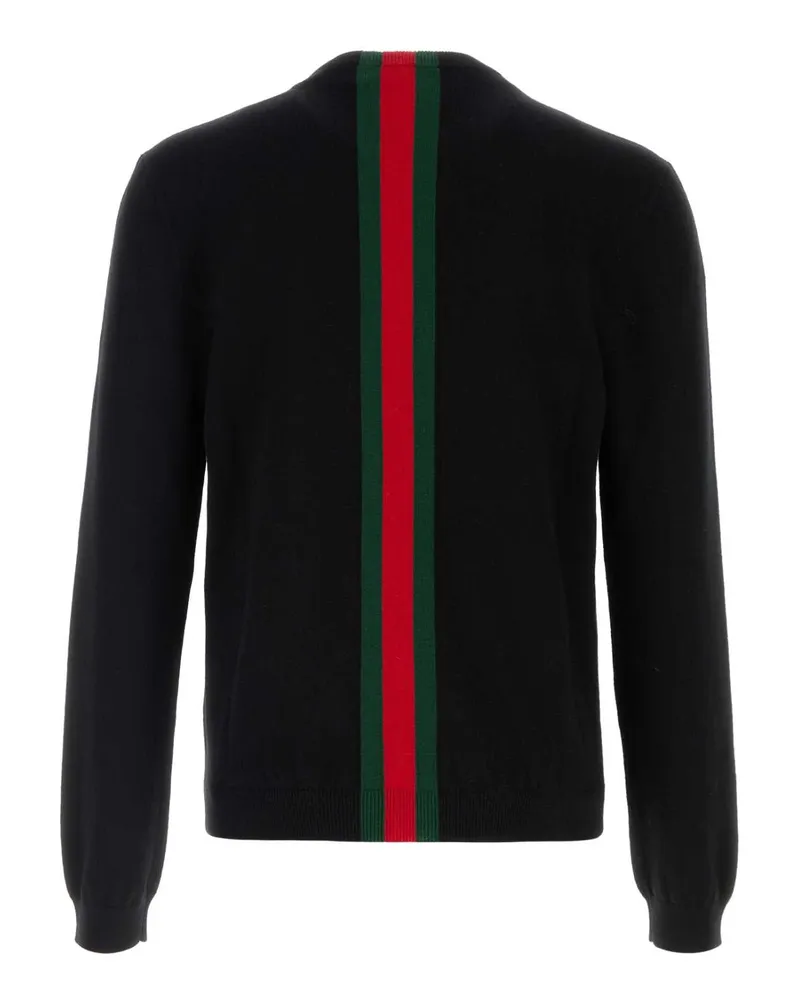 Gucci Men's Black Cashmere Sweater Blackgreenred Exterior: Maglieria Black