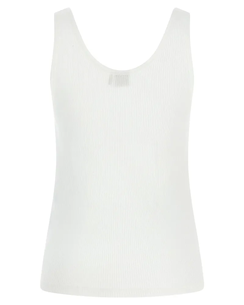 Chloé Logo-Embroidered Ribbed Cotton Tank Top — White White