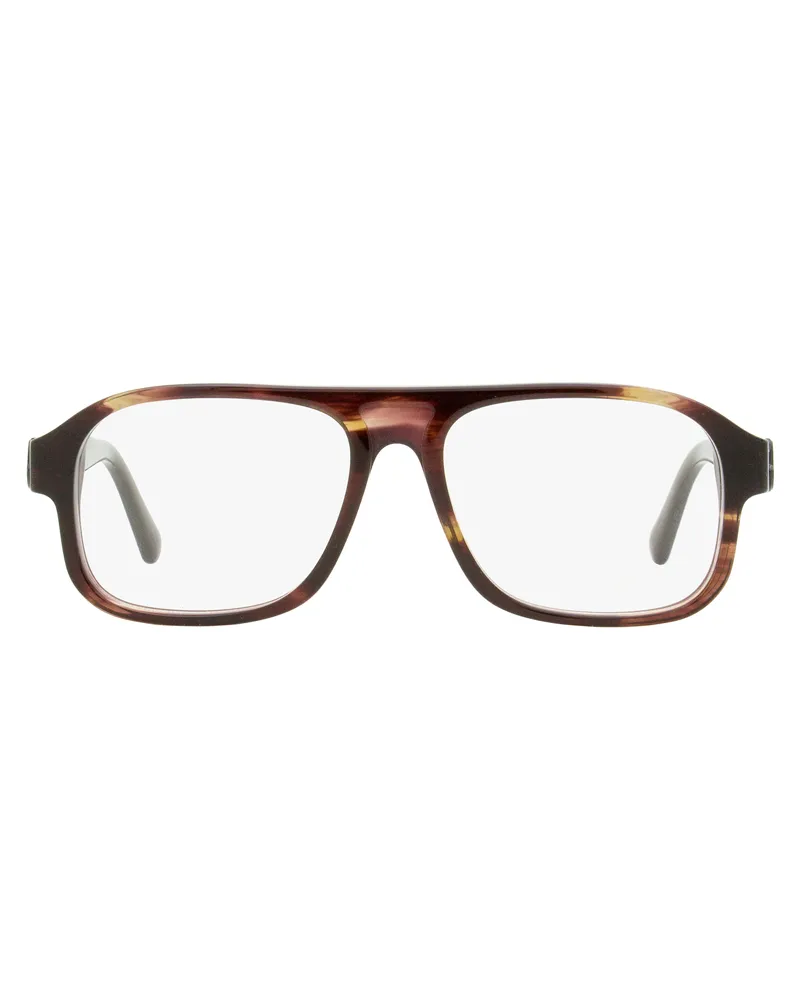 Moncler Men's Rectangular Eyeglasses Ml5198 062 Brown Horn 54mm Plastic (acetate) Sunglasses Brown