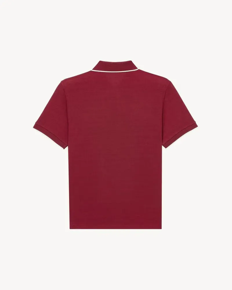 Saint Laurent Tipped-Collar Cotton Polo — Bordeaux Bordeaux