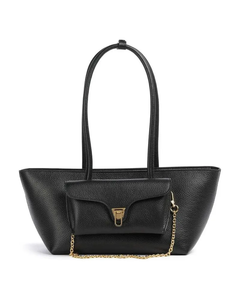 Coccinelle Women's Shoulder Bag Black Grained Leather - Shoulder-Bags Black