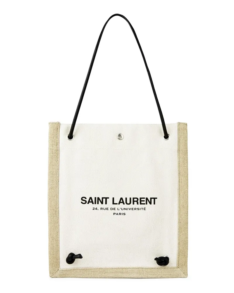 Saint Laurent Men's Universite Logo Flat Crossbody Bag White White