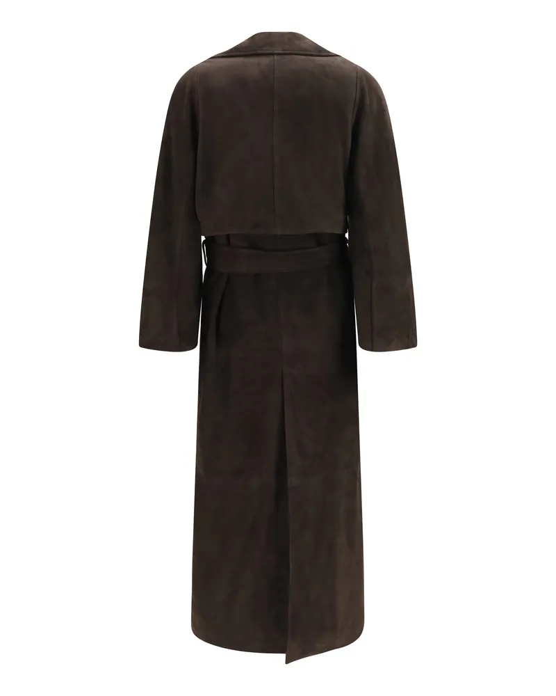Sword 6.6.44 Suede Double-Breasted Coat — Brown Brown