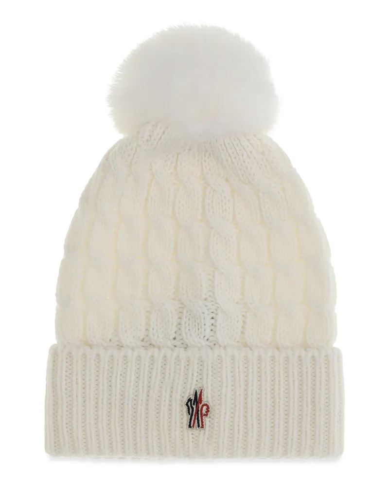 Moncler L20983B000010402A Pom-Pom Virgin Wool Beanie — White White