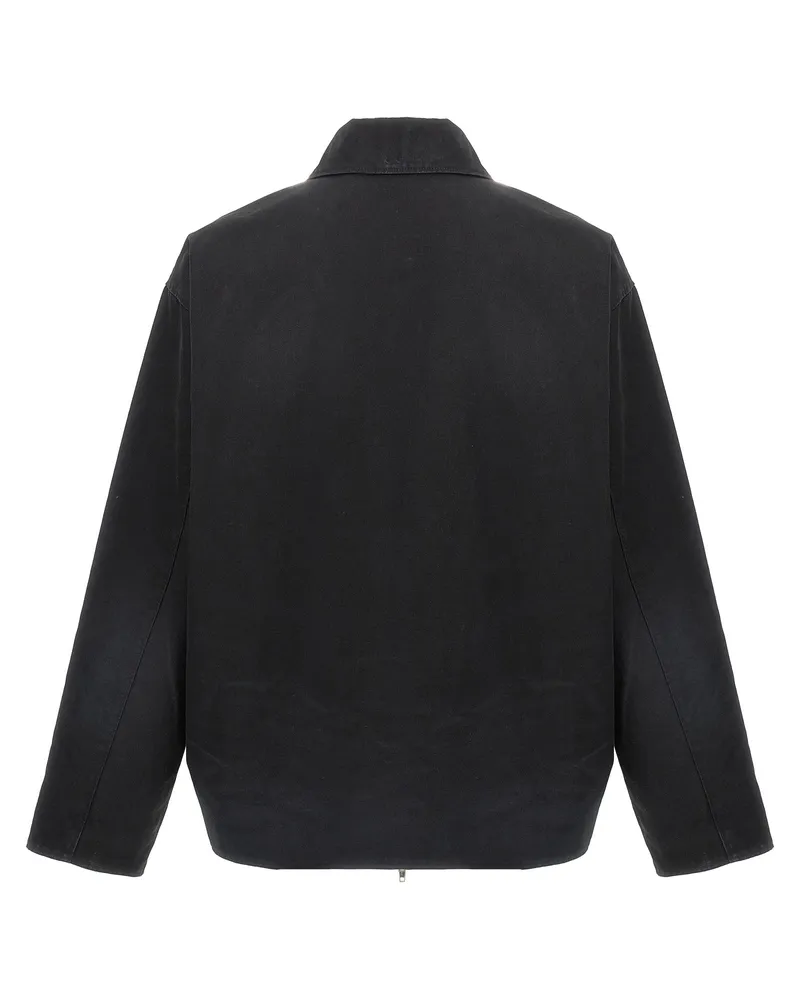 Balenciaga Men Black Cotton Full-Length Jacket Clothing Black