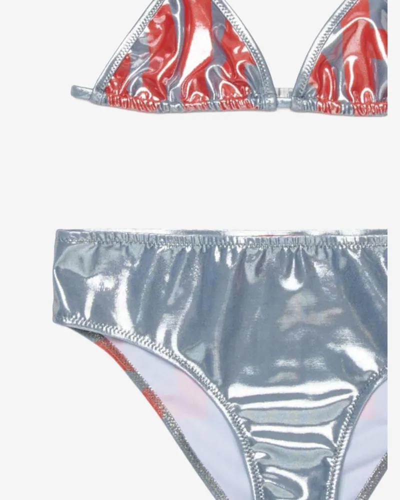 Diesel Girls' Bikini Middy Silver Polyester Swimsuits Sea Clothing Silver