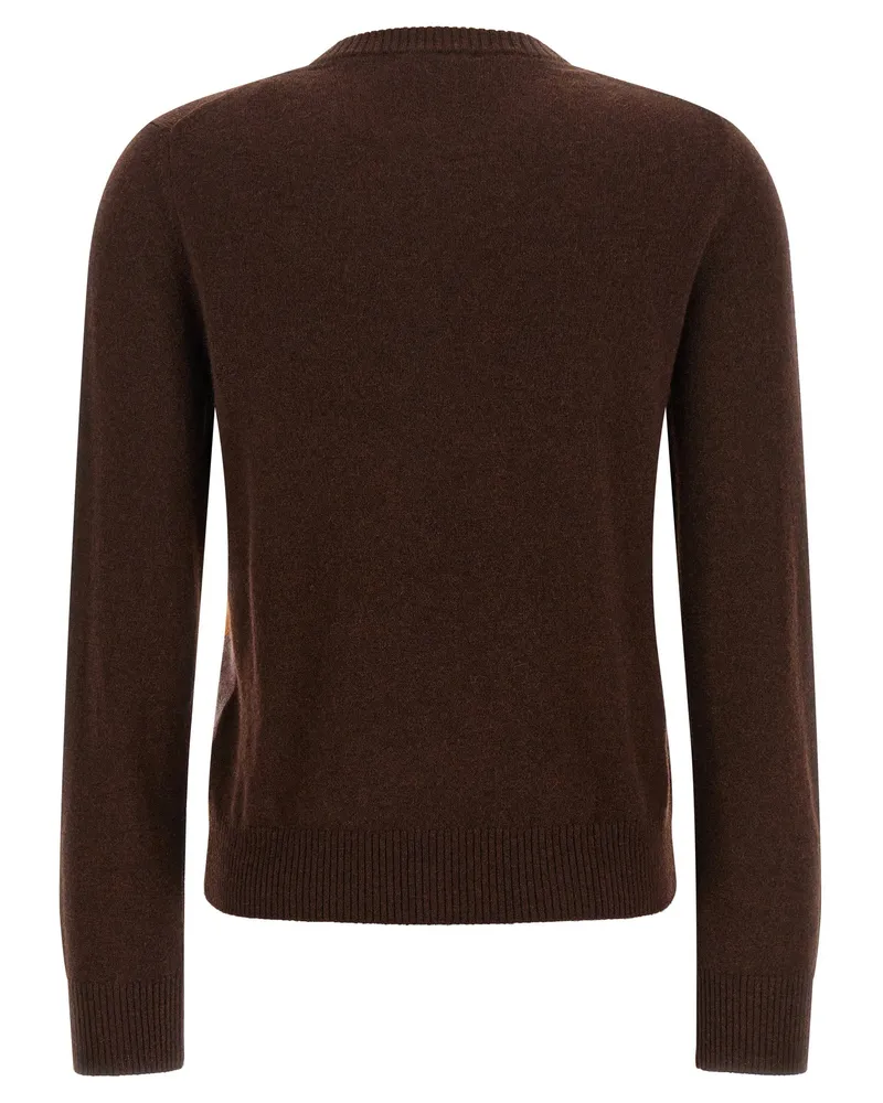 Ballantyne Diamond Intarsia Cashmere Sweater — Brown Brown