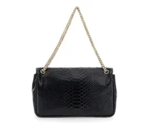 Snake-Effect Calf Leather Crossbody Bag — Black