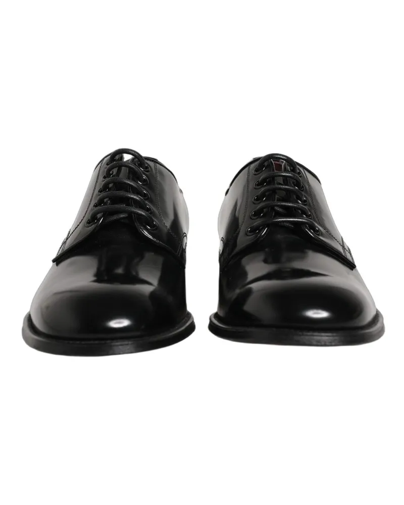 Dolce & Gabbana Black Calfskin Leather Derby Men Dress Shoes Black