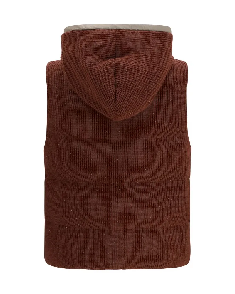 Brunello Cucinelli Women's Brown Cotton Sleveless Jacket Clothing Brown