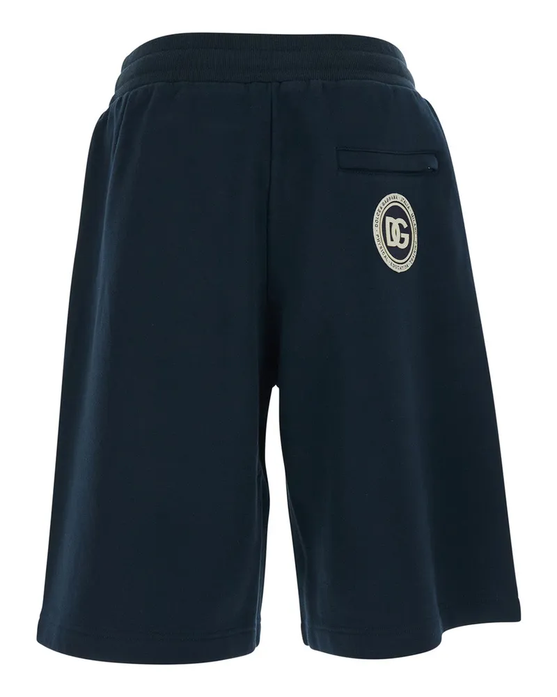 Dolce & Gabbana Men's Bermuda Shorts Blue Elastic Waist Cotton Navy