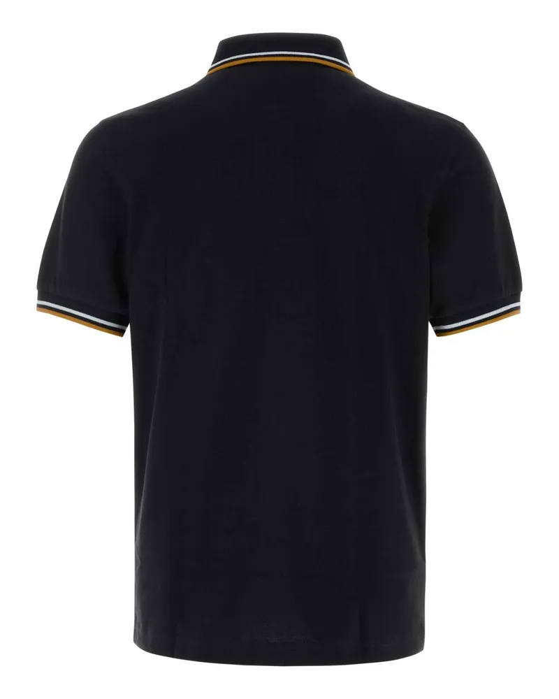 Fred Perry Men's Midnight Blue Piquet Polo Shirt Black Exterior: Cotton T-shirts And Polos Black
