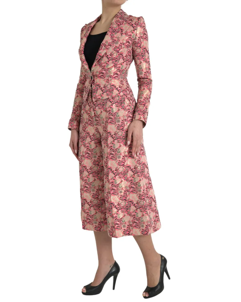 Dolce & Gabbana Floral Jacquard Slim Fit Pant Suit — Pink Pink