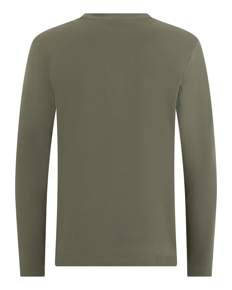 HUGO BOSS Men's Long-Sleeve Cotton T-Shirt Green Open T-Shirts And Polos Green