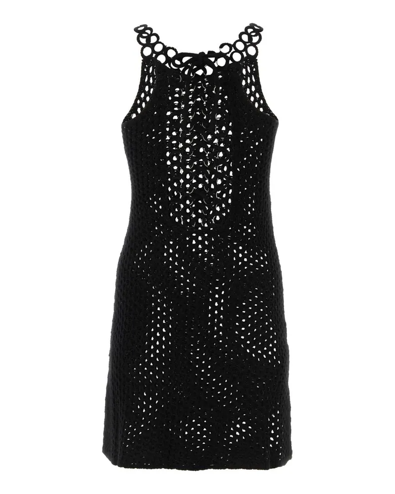 Chloé Women Black Crochet Mini Dress Exterior: Wool Abiti Black