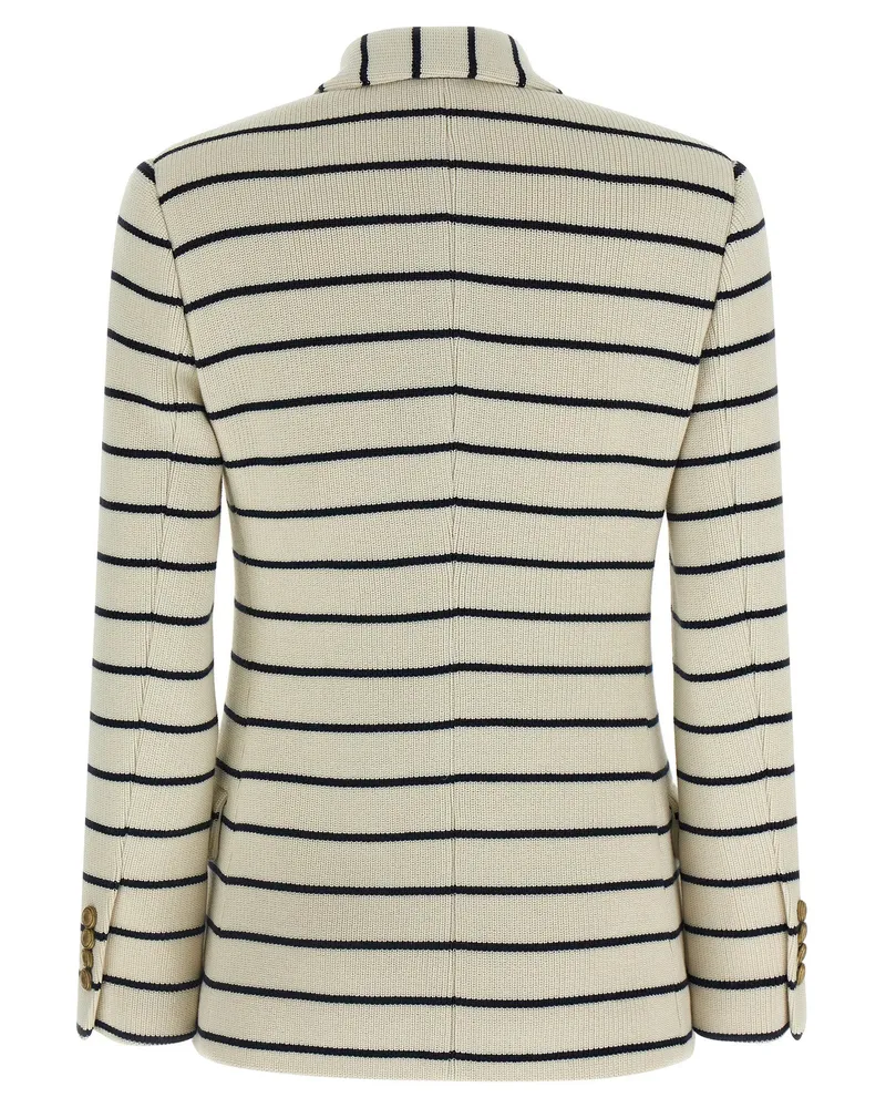 Brunello Cucinelli Striped Knit Blazer — Cream Cream