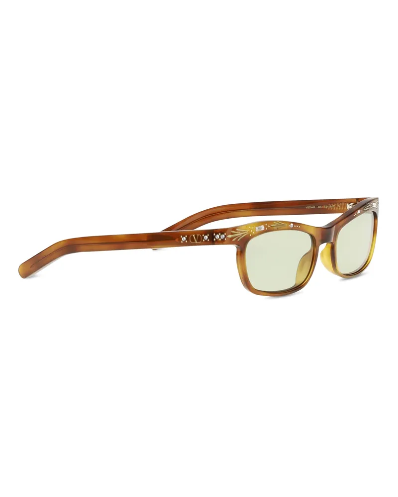 Valentino Garavani Women's Rectangular Acetate Sunglasses 005 Brown