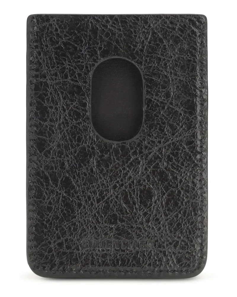 Balenciaga Men's Le City Magnetic Card Holder Black Lamb Ovis Aries Wallet Black