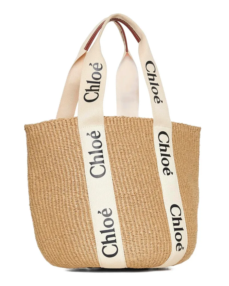 Chloé Women's Basket Bag Large White Paper Handbags Hand Beige